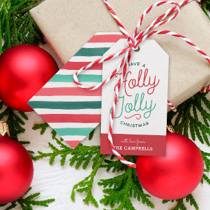 Holly Jolly Stripes Christmas Gift Tags