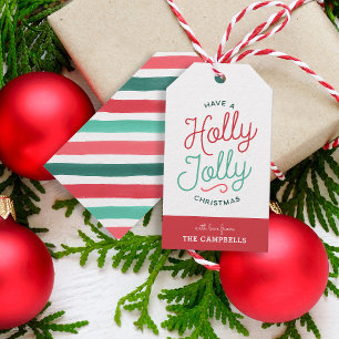 Holly Jolly Stripes Christmas Gift Tags