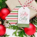 Holly Jolly Stripes Christmas Gift Tags<br><div class="desc">Custom printed holiday gift tags personalised with your family name or other text. This fun two-sided design features colourful modern typography with a bright Christmas striped background on the reverse side. The text reads "Have a Holly Jolly Christmas". Use the design tools to edit the text fonts and colours, add...</div>