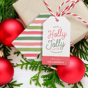 Holly Jolly Stripes Christmas Gift Tags