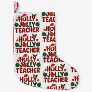 Holly Jolly Teacher Red Buffalo Plaid Christmas Small Christmas Stocking