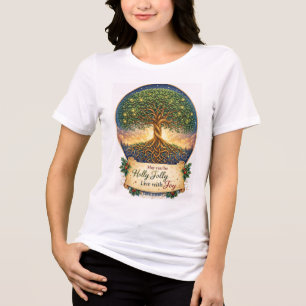 Holly Jolly Tree of Life Festive Graphic Women's  Tri-Blend Shirt