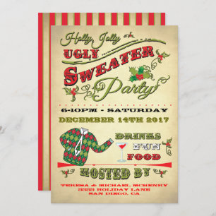 Holly Jolly Ugly Sweater Holiday Party Invitation