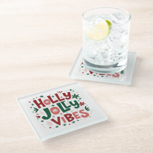 Holly Jolly Vibes Christmas Coaster