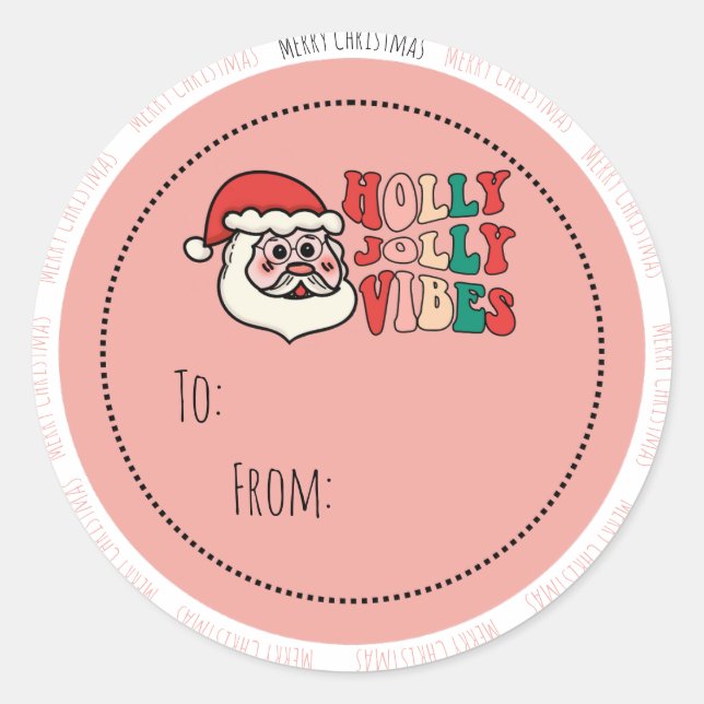 Holly Jolly Vibes Christmas Gift Label (Front)