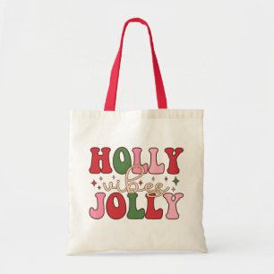 Holly Jolly Vibes Groovy christmas santa claus Tote Bag
