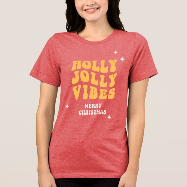 Holly Jolly Vibes - Merry Christmas Tri-Blend Shirt (Front)