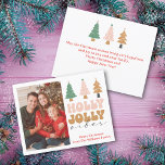 holly jolly vibes retro chic christmas  photo    holiday card<br><div class="desc">elegant holly jolly vibes retro vintage chic christmas photo Holiday Card .
This type of card is perfect for those who love nostalgia and vintage aesthetics.
two sided card, on the back side holiday message</div>