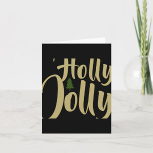 Holly Jolly White Gold Merry Christmas Long Sleeve Card