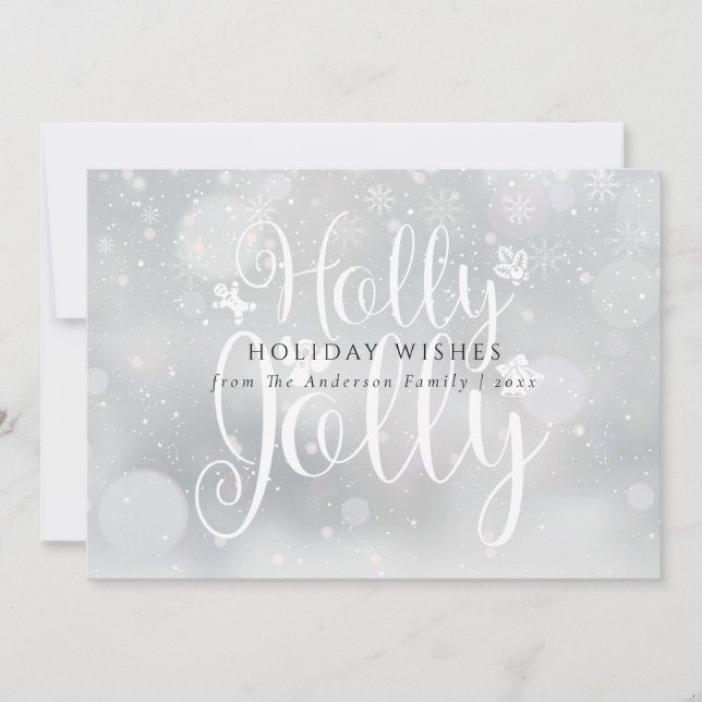 Holly Jolly Winter Frost Snowflakes Christmas Holiday Card (Front)