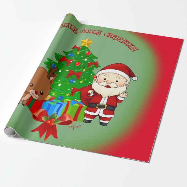 Holly Jolly Wrapping Paper (Unrolled)