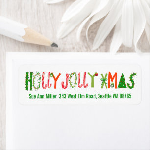 HOLLY JOLLY XMAS Holiday Christmas CUSTOM address