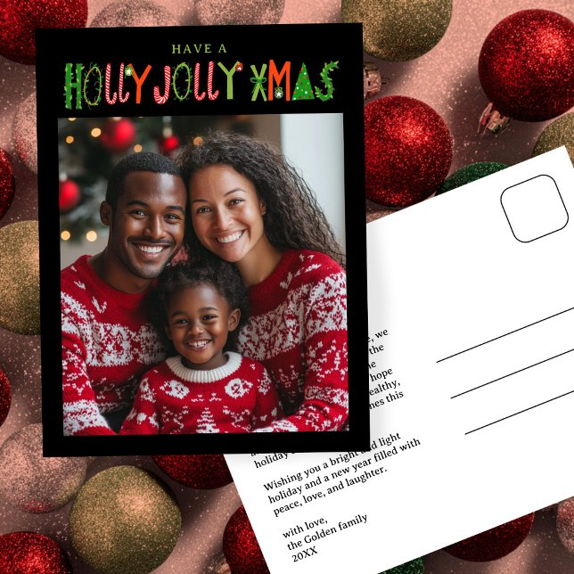 HOLLY JOLLY XMAS Holiday Christmas CUSTOM Photo Postcard (HOLLY JOLLY XMAS Holiday Christmas CUSTOM Photo Postcard
)