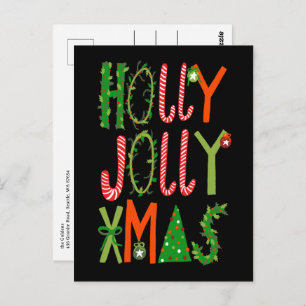 HOLLY JOLLY XMAS Lettering Christmas CUSTOM Postcard