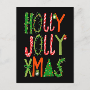 HOLLY JOLLY XMAS Sweet Holiday Christmas Postcard