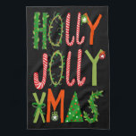 HOLLY JOLLY XMAS Sweet Holiday Christmas Tea Towel<br><div class="desc">Hope you like this holiday pattern. Add your own text to customise it if you like. Check my shop for more matching items and other holiday patterns. Thanks for shopping with me!</div>