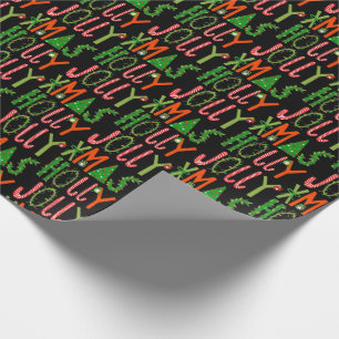 HOLLY JOLLY XMAS Sweet Holiday Christmas Wrapping Paper