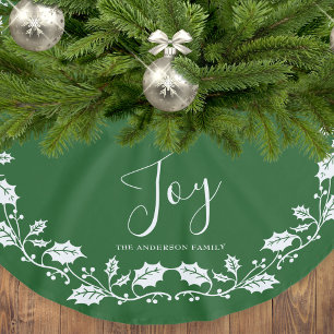 Holly Joy Dark Green Christmas Brushed Polyester Tree Skirt