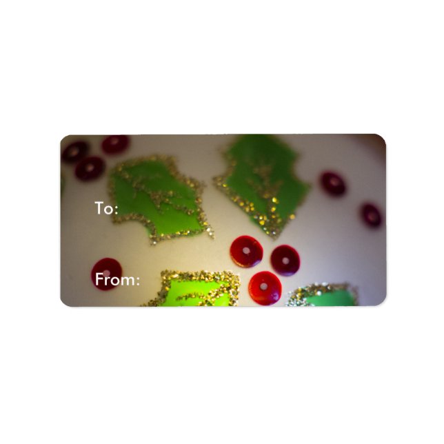 Holly Leaf and Berries Ornament Gift Labels (Front)
