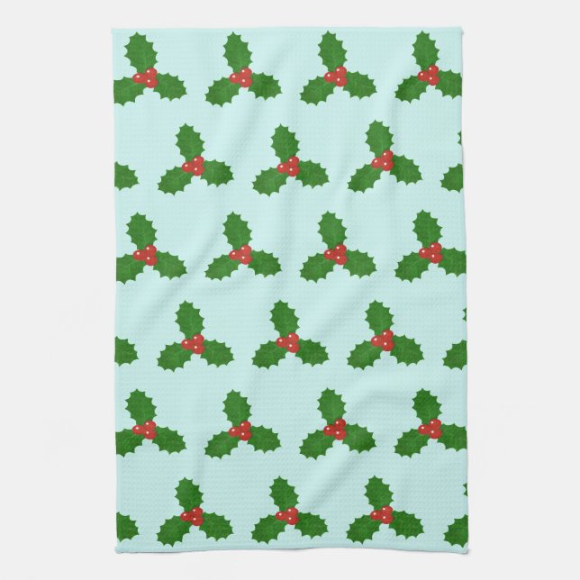 Holly Leaf Tea Towel (Vertical)