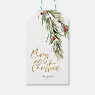 Holly Leaf watercolor foliage Christmas Gift Tags