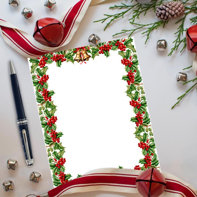 Holly Leaves and Berries Christmas Stationery (Creator Uploaded)