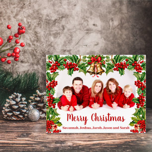 Holly Leaves and Berries Custom Photo Acrylic Sign