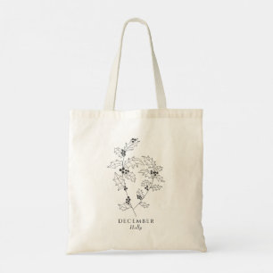 Holly leaves and berries - December birth month Tote Bag