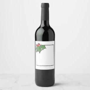Holly Leaves and berries Holiday cheer Wine Label