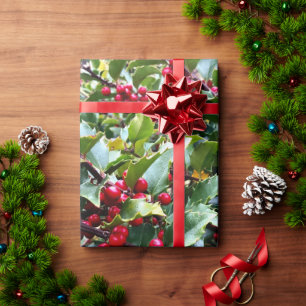 Holly leaves and Berries Wrapping Paper