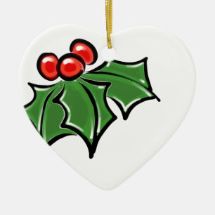 Holly leaves ceramic tree decoration