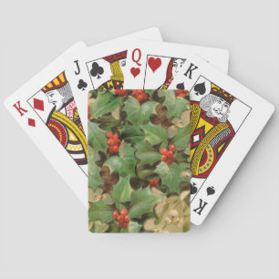 Holly Leaves Christmas Vintage Art Print Winter Playing Cards