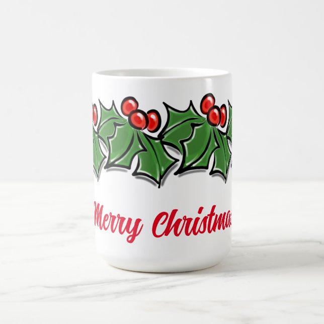 Holly Leaves, Holly berries, Christmas wreath  Coffee Mug (Center)