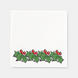 Holly Leaves, Holly berries, Christmas wreath  Napkin