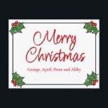 Holly Leaves, Holly berries, Christmas wreath  Postcard<br><div class="desc">A festive and colourful holly sprig design to add some cheer to your winter season.</div>