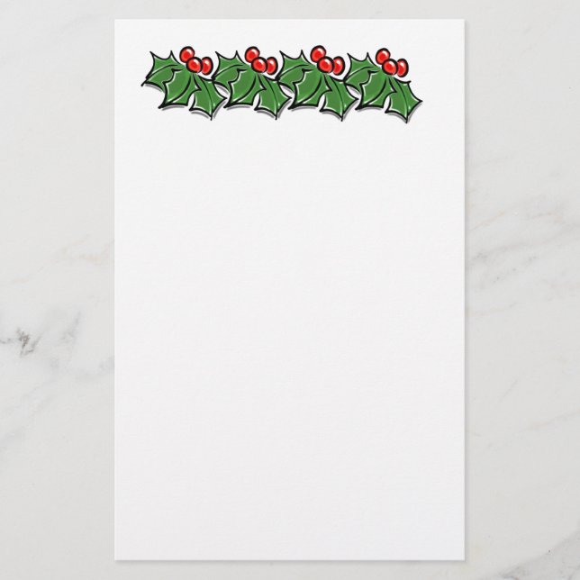Holly Leaves, Holly berries, Christmas wreath  Stationery (Front)
