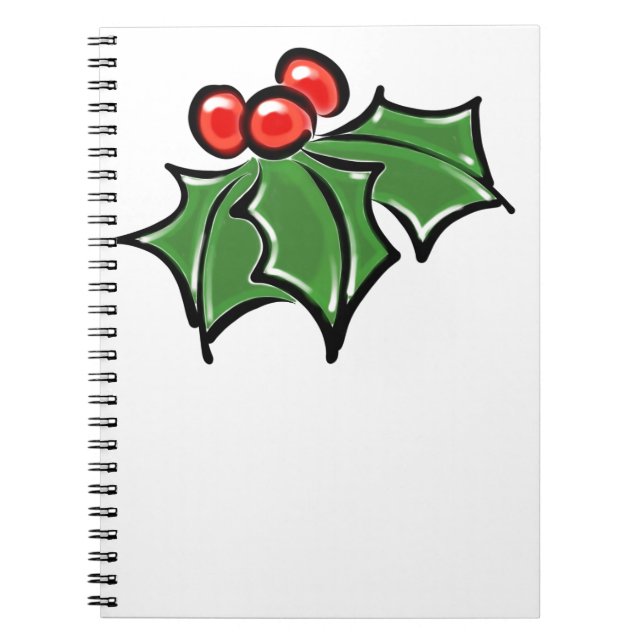 Holly Leaves, Holly berries, fun holiday botanical Spiral Notebook (Front)