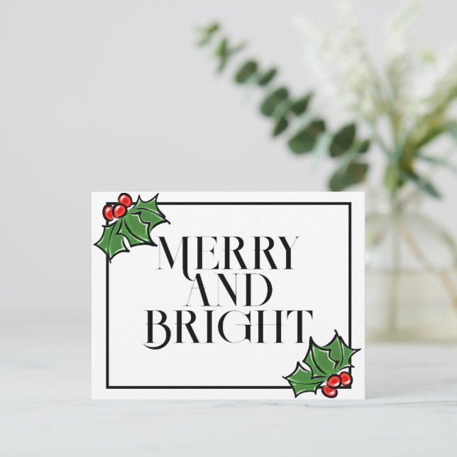 Holly Leaves, Holly berries, fun holiday  Postcard (Standing Front)