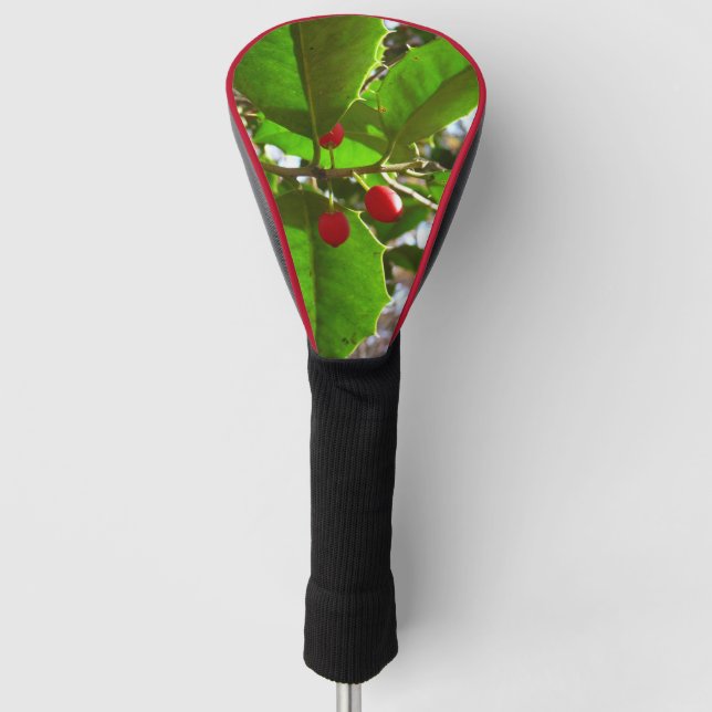 Holly Leaves II Holiday Nature Botanical Golf Head Cover (Front)
