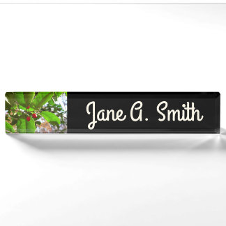 Holly Leaves II Holiday Nature Botanical Nameplate
