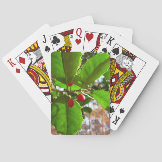 Holly Leaves II Holiday Nature Botanical Playing Cards