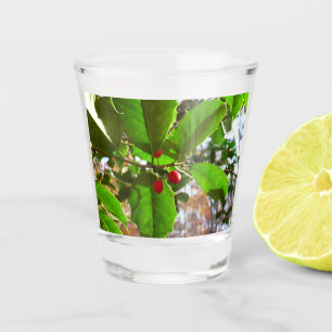 Holly Leaves II Holiday Nature Botanical Shot Glass