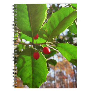 Holly Leaves II Holiday Nature Botanical Spiral Notebook