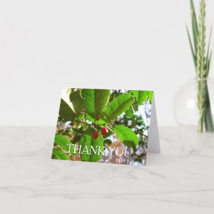 Holly Leaves II Holiday Nature Botanical Thank You Card