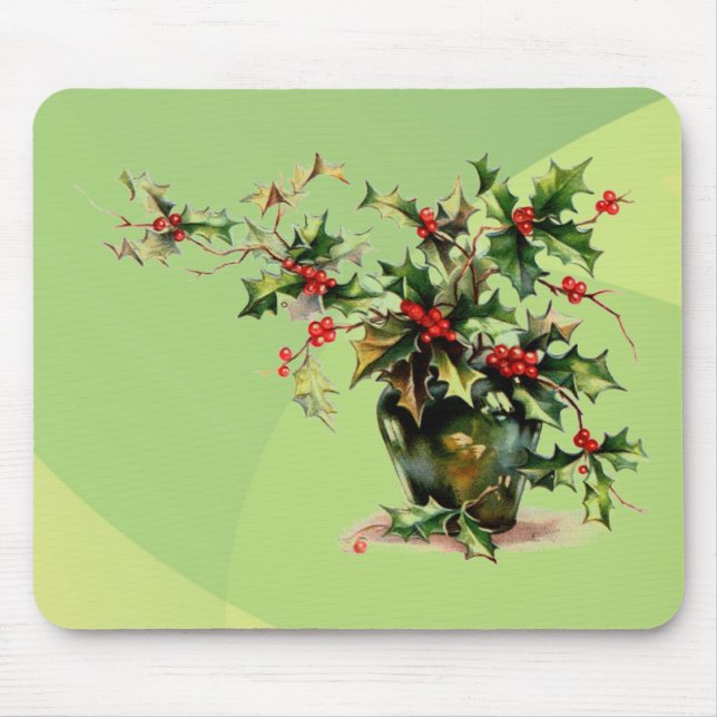 Holly Leaves Mouse Pad (Front)