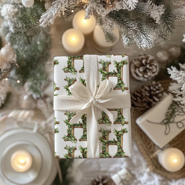 Holly Letter H Christmas Wrapping Paper (Creator Uploaded)