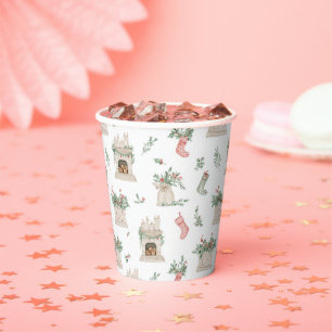 Holly Mantel Pattern Paper Cups