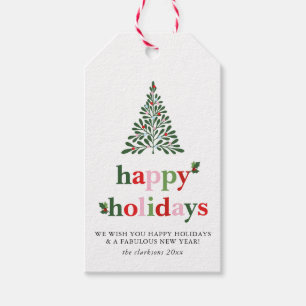 Holly Merry & Bright Holiday Card Gift Tags
