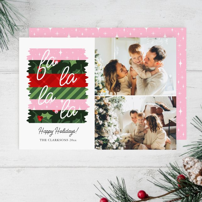Holly Merry Bright Retro Washi Tape Holiday Card (Creator Uploaded)