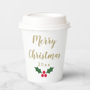 Holly Merry Christmas 2021 Paper Cups